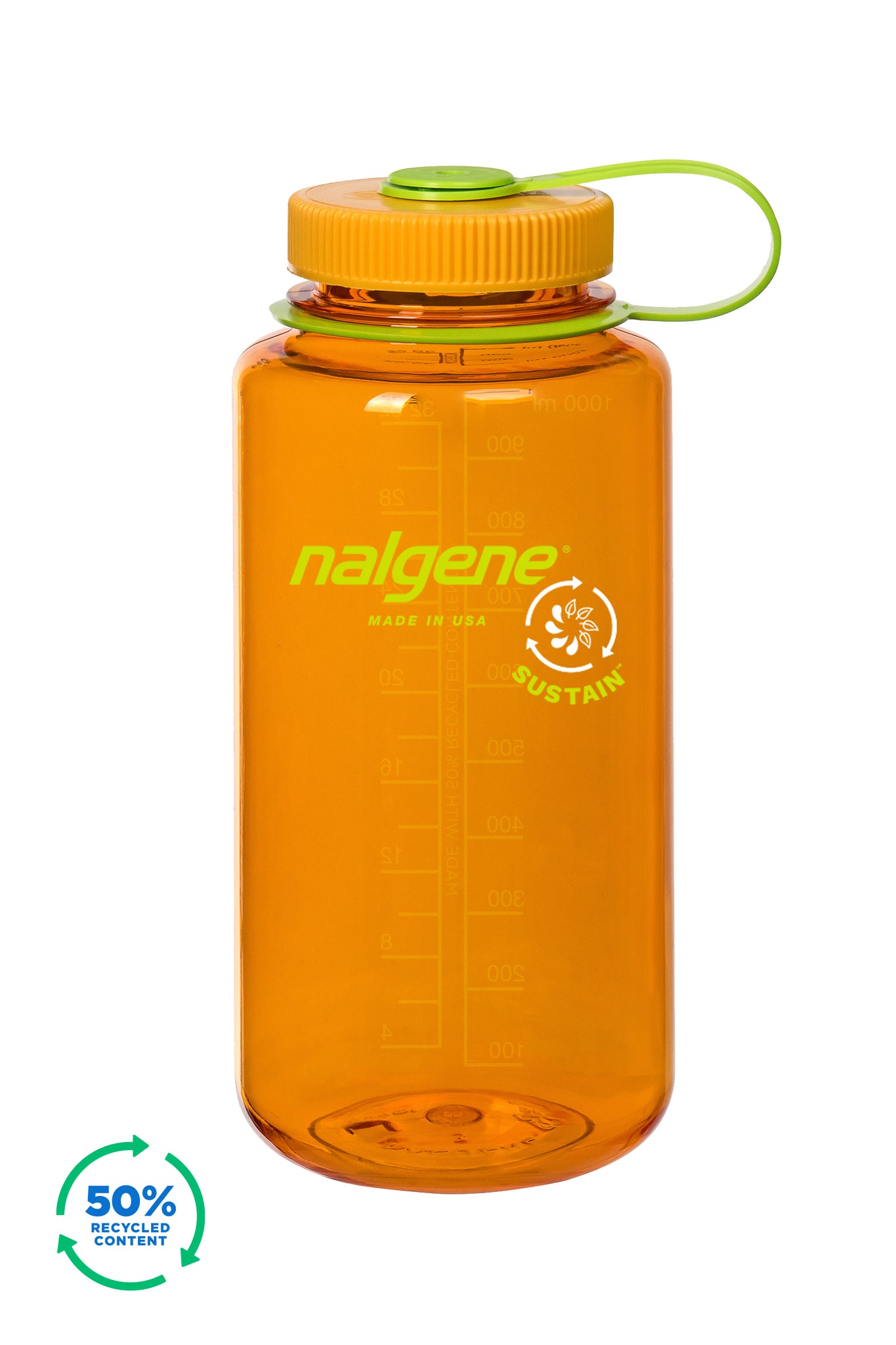 Nalgene Sustain Wide Mouth Bottle 1 Litre - Clementine