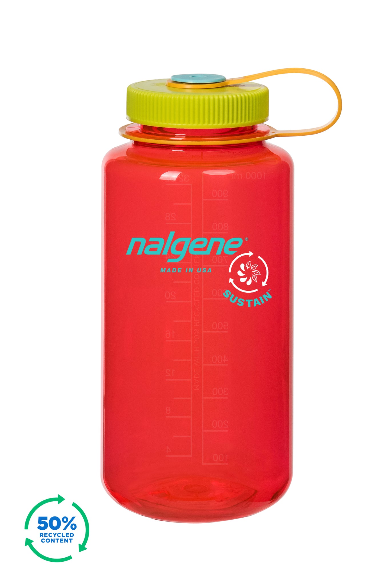 Nalgene Sustain Wide Mouth Bottle 1 Litre - Pomegranate