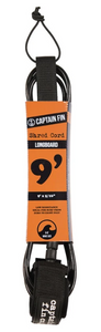 Captain Fin 9' The Shred Cord Standard Leash - Black
